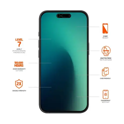 Folie protectie Eiger Mountain Glass Privacy GRS pentru Apple iPhone 17 Pro Max / 16 Pro Max