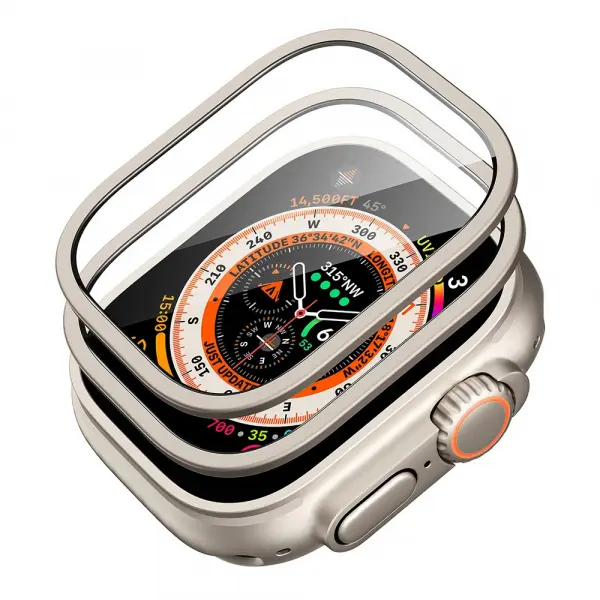 Folie Protectie ESR Armorite pentru Apple Watch Ultra Series, Set 2 bucati, Sticla Securizata, Bronz