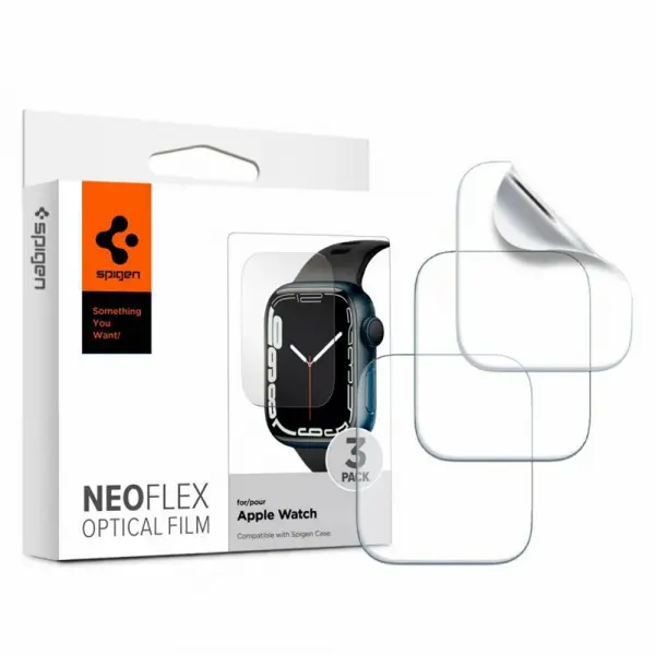 Folie Protectie Spigen Neo Flex pentru Apple Watch 41mm / 40mm Series, Set 3 bucati, Plastic 061FL25575