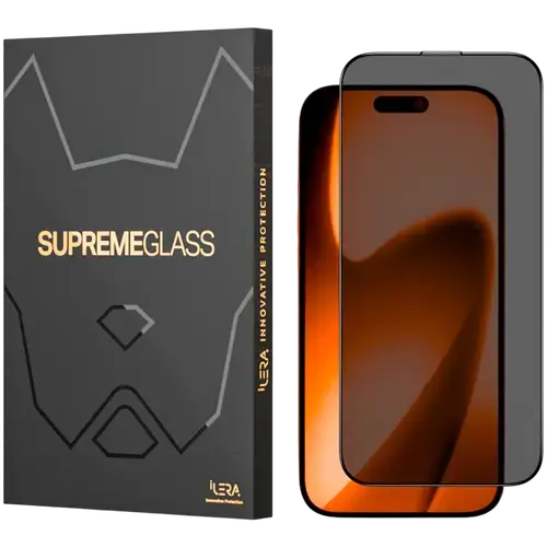 Folie Protectie Sticla Privacy iLera DeLuxe Incognito Glass pentru iPhone 17 Pro Max (Transparent/Negru)