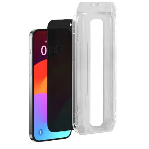 Folie Sticla Devia Van Series Full Privacy compatibila cu iPhone 15 Pro, cu kit montare (Negru)