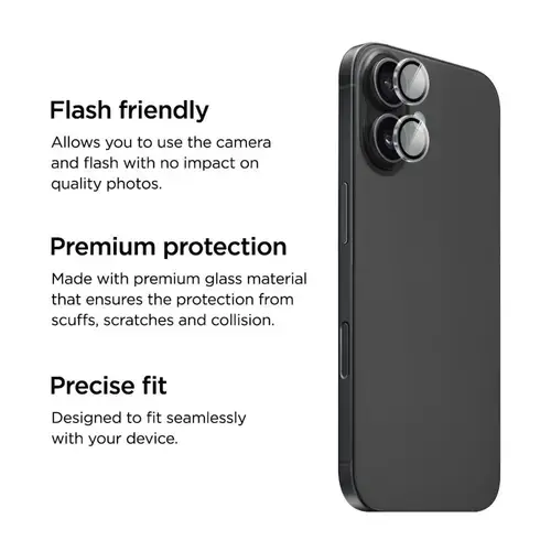 Folie Sticla Eiger EGSP01068, Camera 3D Mountain Glass pentru iPhone 17/ iPhone 16/ 16 Plus Clear