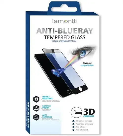 Folie Sticla Lemontti Full Fit Anti-BlueRay pentru Apple iPhone 14 Plus / Apple iPhone 13 Pro Max (Negru)