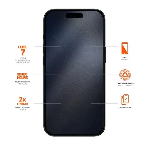 Folie Sticla Mountain Glass Privacy Eiger pentru iPhone 16 Pro Max, Negru