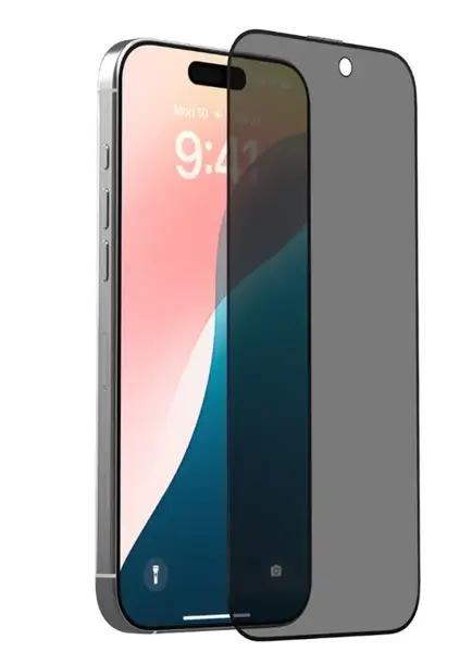 Folie Sticla Van Series Full Screen Privacy Twice Devia pentru iPhone 16 Pro, Negru