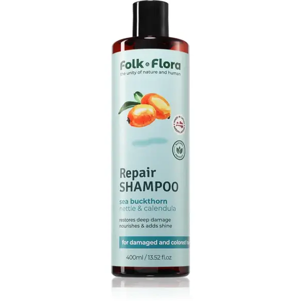Folk & Flora Sea Buckthorn șampon regenerator pentru par vopsit si deteriorat 400 ml
