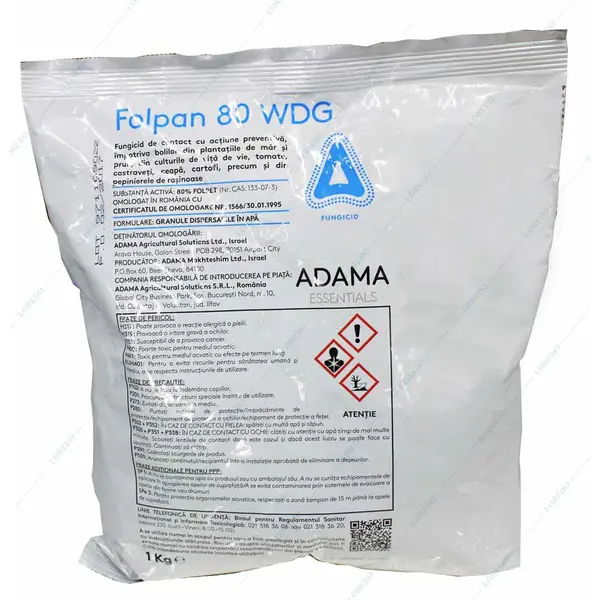Folpan 80WDG 1 kg fungicid contact Adama (vita de vie, mar, prun, ceapa, cartofi, hamei, tomate rasad) - Default Title