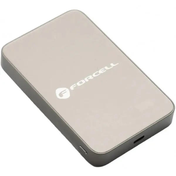 Forcell Baterie Externa Wireless Forcell F5K8, 5000mAh, 15W, PD + FQI, 1 x QI - 1 x USB-C, Aurie