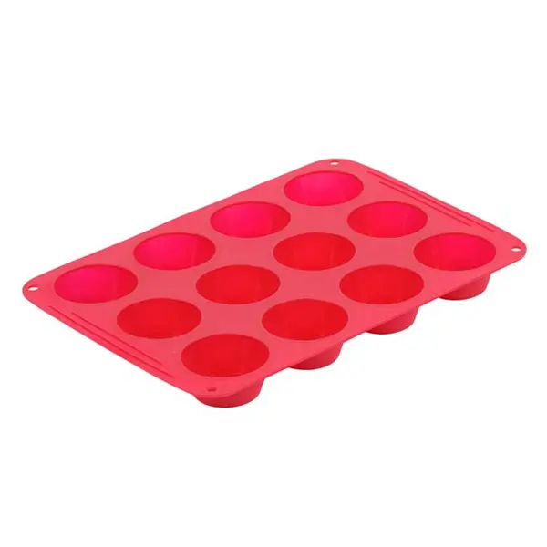 Forma de copt cu 12 locuri din silicon,rosu,34x24x3cm