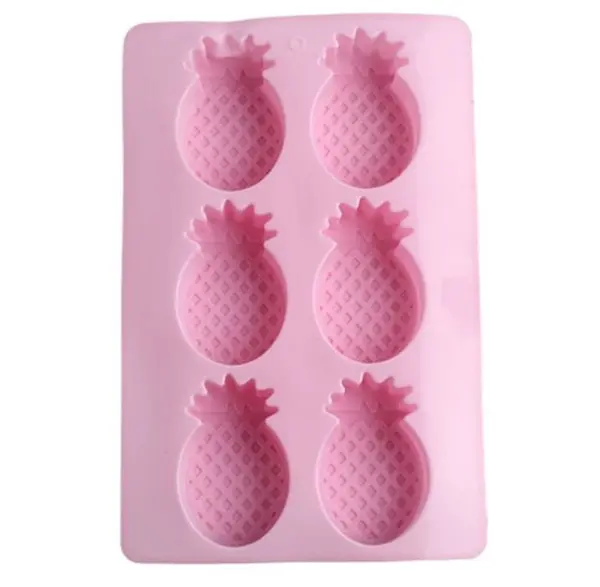 Forma de silicon pentru prajituri,design ananas,6 compartimente,roz