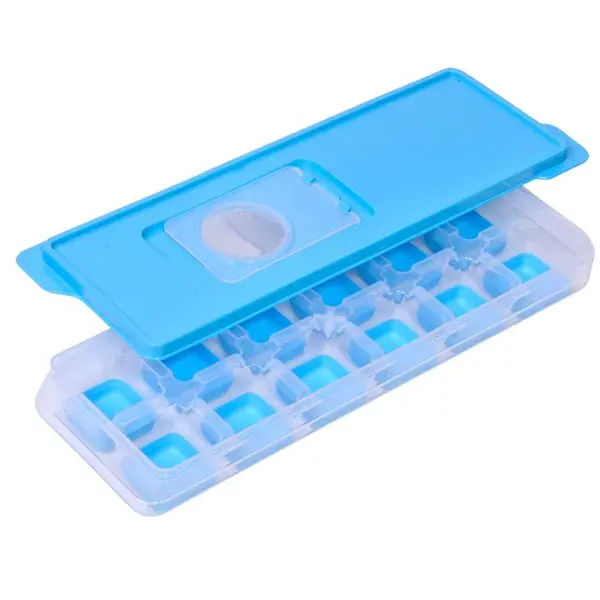 Forma pentru gheata cu capac cu 12 compartimente siliconate,Plastic,Albastru,24x12cm