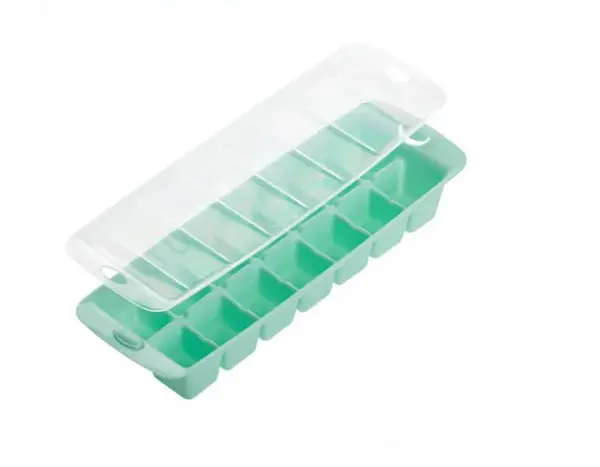 Forma pentru gheata cu capac cu 14 locuri, Plastic, Verde