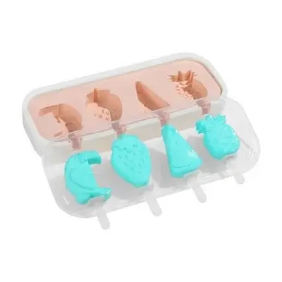 Forma pentru inghetata din silicon,4 compartimente,cu capac si bete,24x10x3 cm