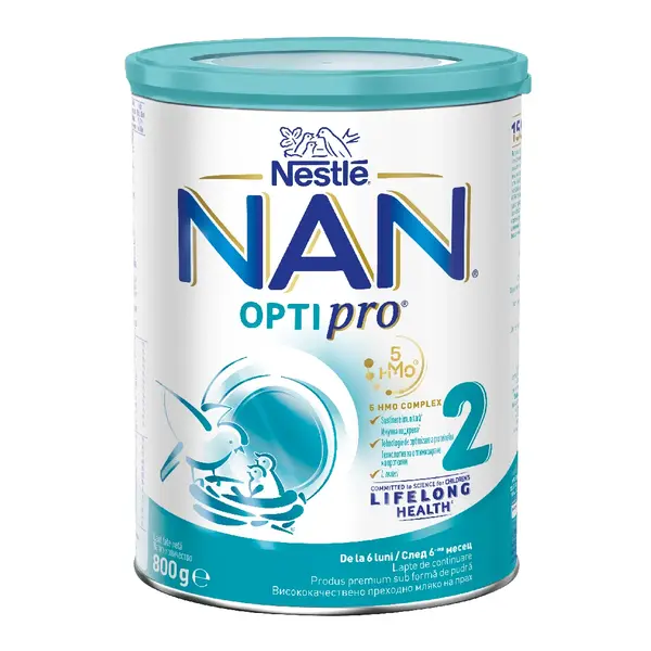 Formula de lapte praf Nan 2 Optipro HMO, 6-12 luni, 800 g, Nestle