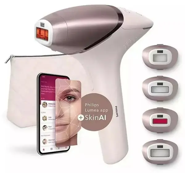 Fotoepilator Philips - Lumea 9900, BRI977/00, 450.000 impulsuri, aur roz