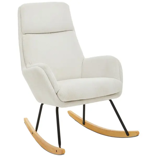Fotoliu Balansoar din textil, culoare natur, negru, alb