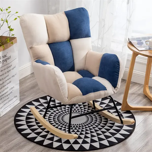 Fotoliu balansoar pentru relaxare cu material catifelat si cadru metalic