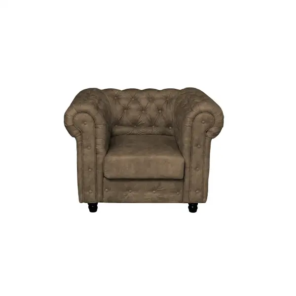 Fotoliu CHESTERFIELD cu arcuri, maro deschis, 105x90x80 cm