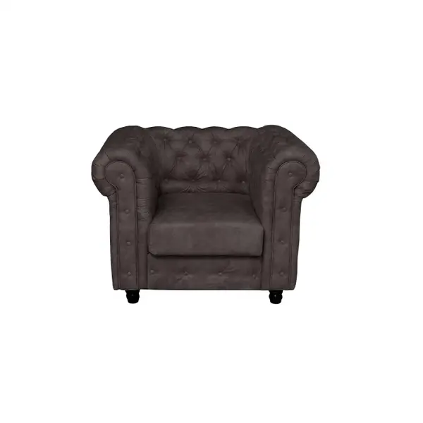 Fotoliu CHESTERFIELD cu arcuri, maro inchis, 105x90x80 cm