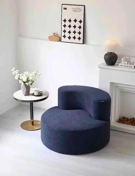 Fotoliu Clouda Soft Shape, Spuma HD, Design Organic, Ambalat Vidat, albastru