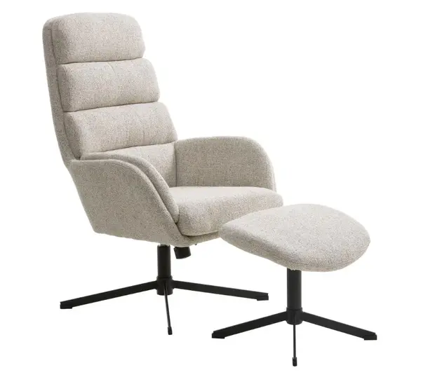 Fotoliu cu taburet LARMON - Cream