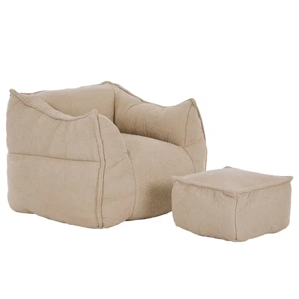Fotoliu cu taburet SPONG - Beige