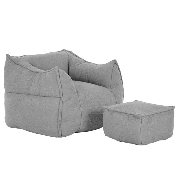 Fotoliu cu taburet SPONG - Grey