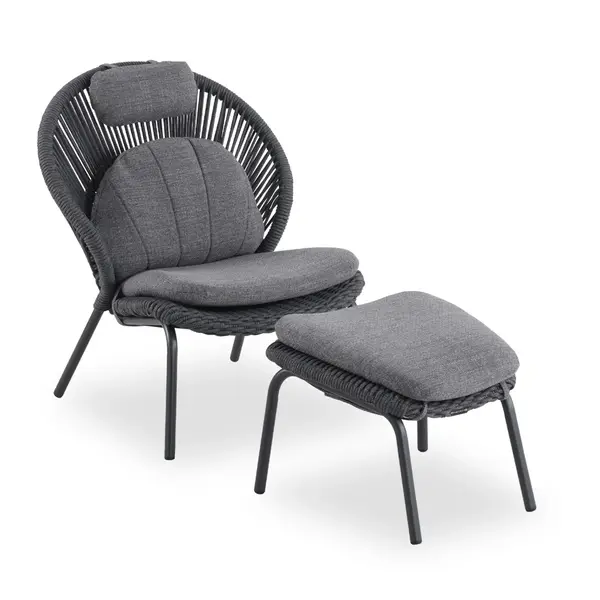 Fotoliu cu taburet TEMPORAL LOUNGE - Grey