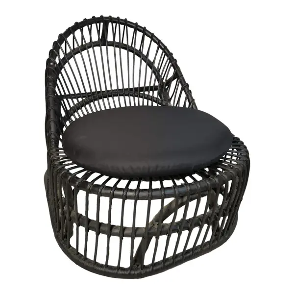 Fotoliu de relaxare Tromso, rattan negru, perna, neagra, 80x85x98 cm