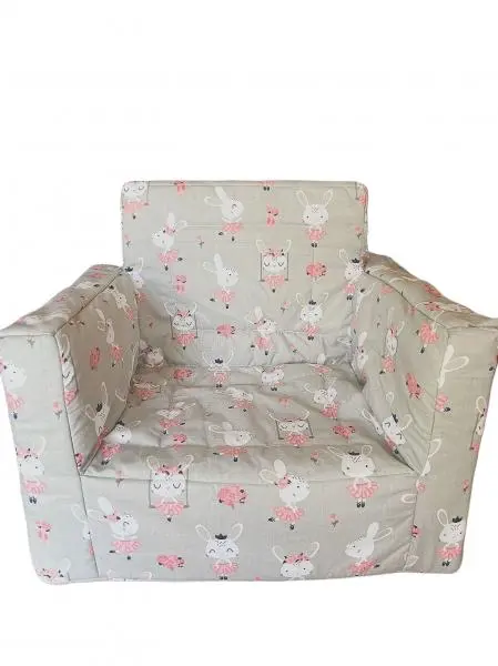 Fotoliu din burete pentru copii MyKids Dancing Bunny Grey