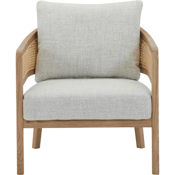 Fotoliu din lemn, textil, gri deschis