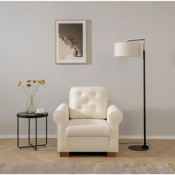 Fotoliu din textil, crem