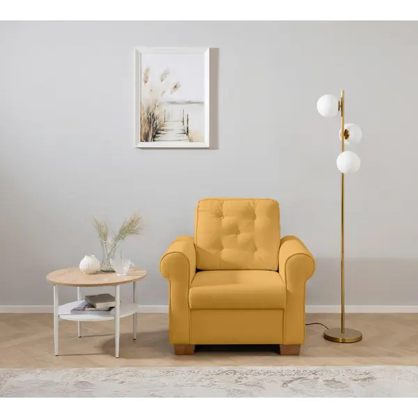 Fotoliu din textil, galben