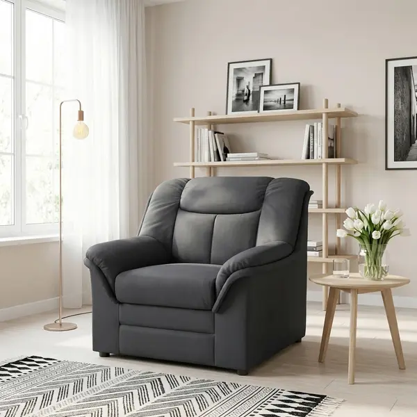 Fotoliu din textil, negru
