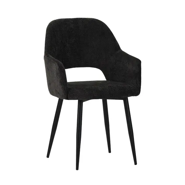 Fotoliu Factols material textil negru si picioare din metal negru 53x61x84 cm