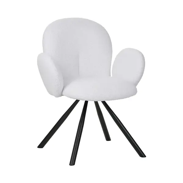Fotoliu Garzele alb din teddy, 68x66x82 cm
