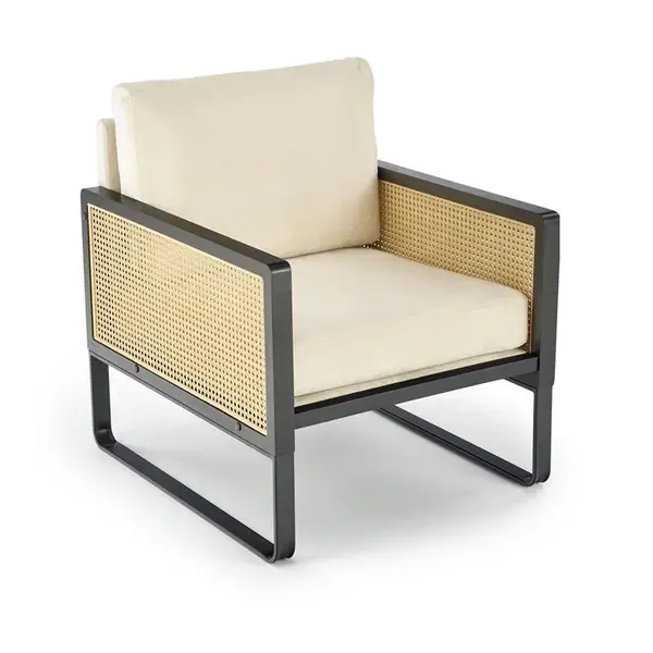 Fotoliu Ilario velvet/rattan - H77 cm