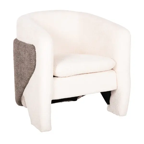 Fotoliu KELVIN WHITE BOUCLE - Alb