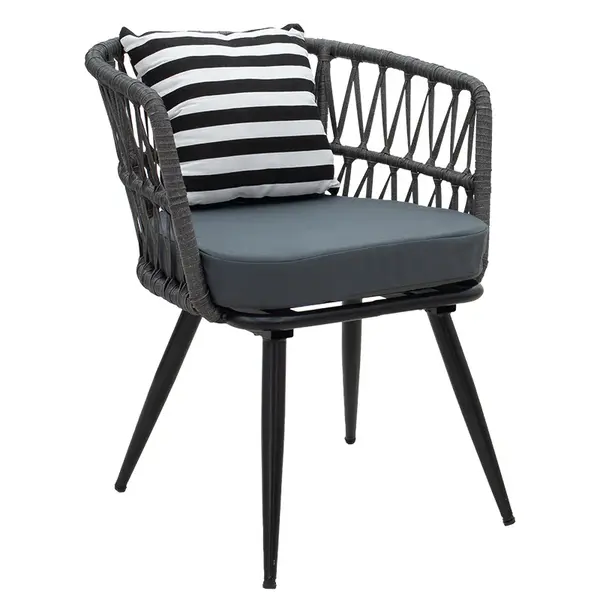 Fotoliu Naoki metal negru-pe Gri-perna, negru/alb, 65x62x77 cm