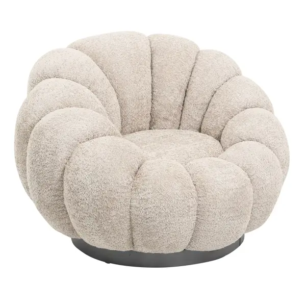 Fotoliu NIRO SWIVEL BOUCLE - Beige