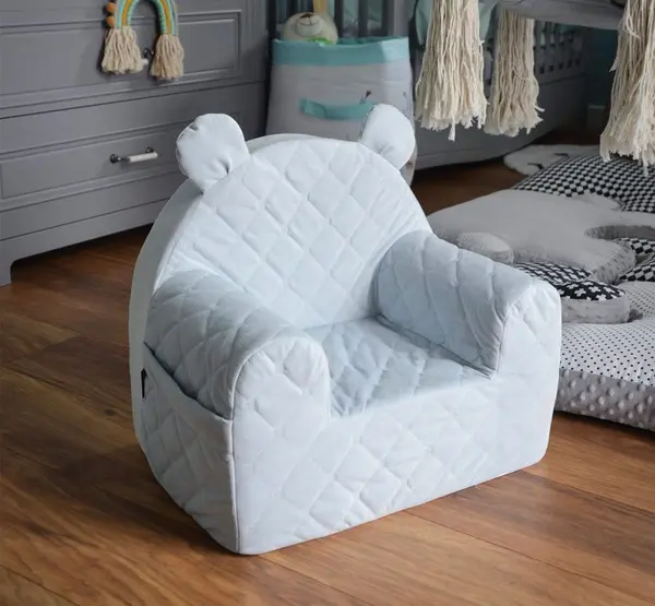 Fotoliu pentru copii Babysteps cu spatar catifea Velvet Ursulet Teddy Gri