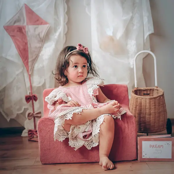Fotoliu pentru Copii Roz Antic, Catifea, TWINDECO Antique Pink Velvet