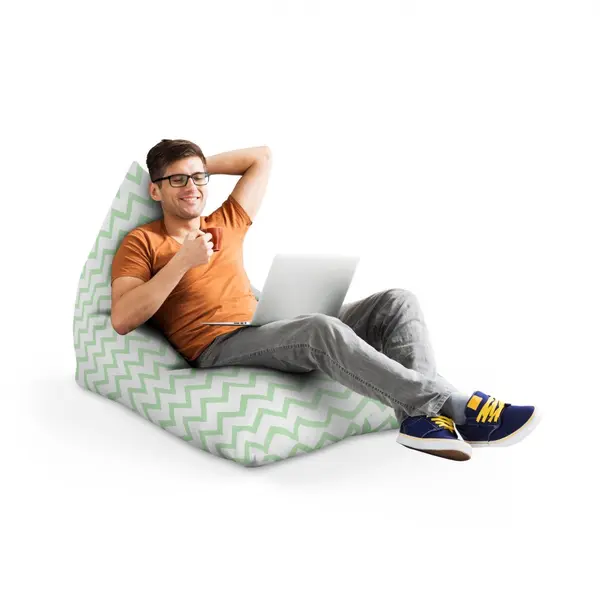 Fotoliu Puf Bean Bag tip Lounge Chevron classic green