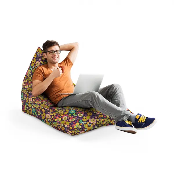 Fotoliu Puf Bean Bag tip Lounge Hippie flowers