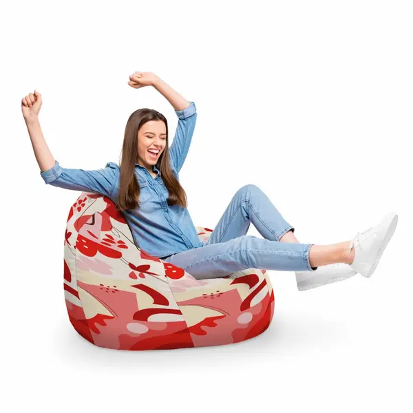 Fotoliu Puf Bean Bag tip Para XL Abstract Jungle Rosu