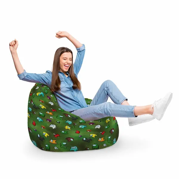 Fotoliu Puf Bean Bag tip Para XL Among Us Green