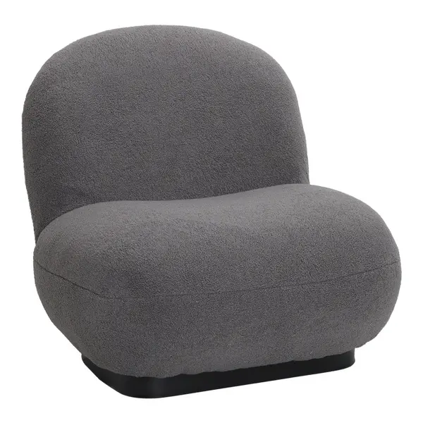 Fotoliu Rosalie, tesatura Teddy Bej, Baza, Neagra, 85x82x77 cm