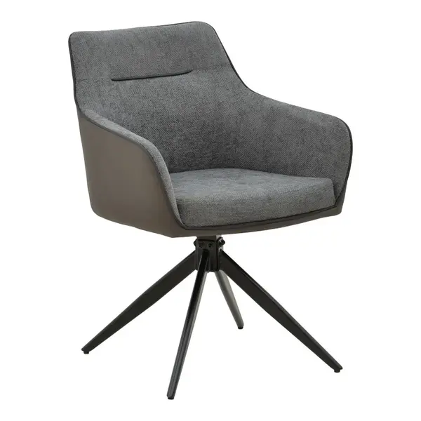 Fotoliu rotativ Debra, Pako World, Textil, Gri, 64x60x83 cm
