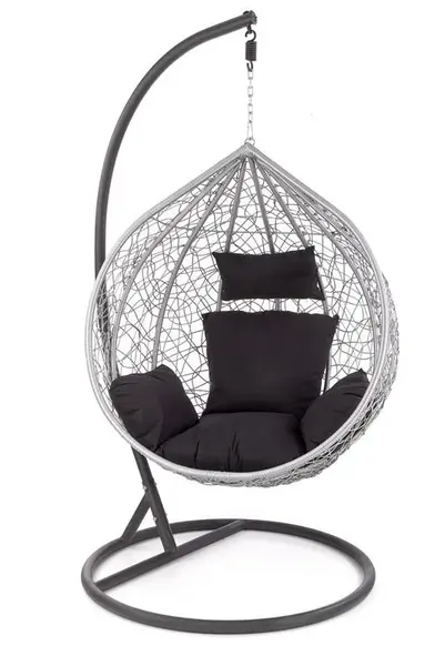 Fotoliu suspendat Eggy ratan gri/negru - H195 cm