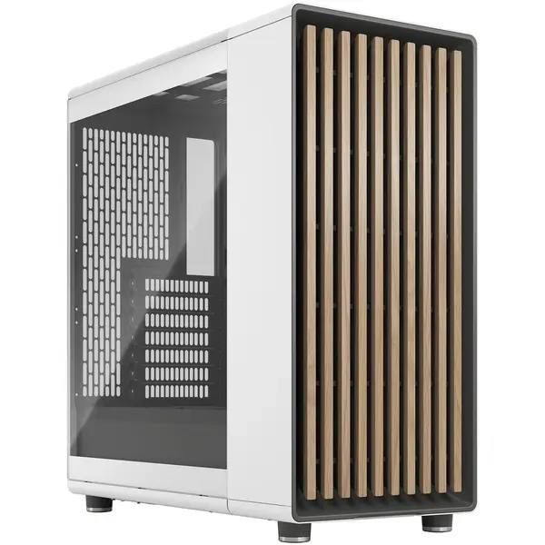 FRACTAL DESIGN Carcasa PC FRACTAL DESIGN North Chalk White TG Clear Tint, ATX Mid Tower, Panou lateral sticla, Panou frontal lemn